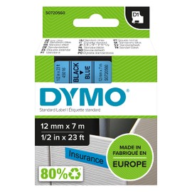 DYMO DYMO Original D1-Etikettenband | schwarz auf blau | 12 mm x 7 m | selbstklebendes Schriftband | für LabelManager-Beschriftungsgerät