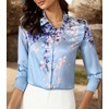 MAAYKOM Women's Printed Flowers Commercial Long Sleeved Casual Loose Lapel