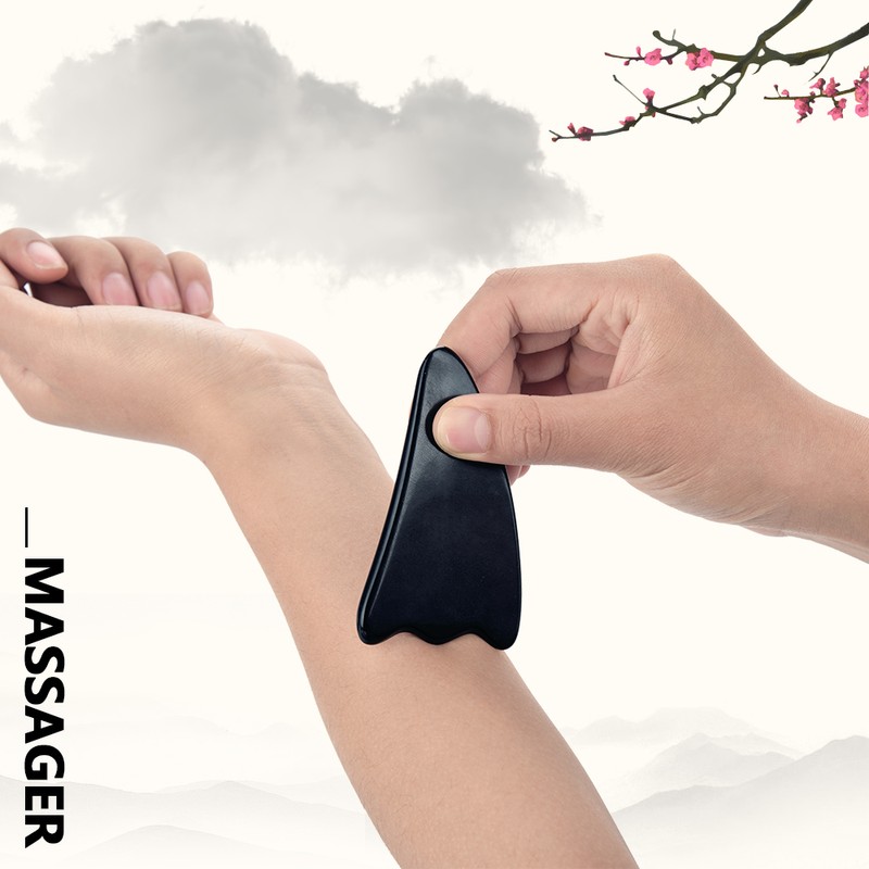 Horn Scraping Plate Set Massage Health Relaxation Natural Facial Body