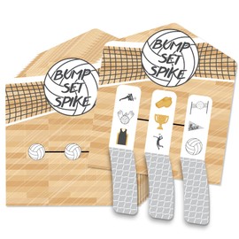 Big Dot of Happiness Bump, Set, Spike - Volleyball - Baby Shower or Birthday Party Game Pickle Cards - Pull Tabs 3-in-a-Row - Set of 12
