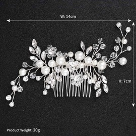 Bridal Flower Side Hair Clips,Elegant Pearl Bridal Hair Clips with Comb,Pearl Shiny Diamond Bridal Hair Accessories,Vintage Rhinestone Headpiece,for Brides Wedding Party Women's Updo Hair Accessory