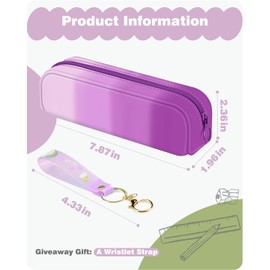 FINPAC Pencil Case, Small Pencil Pouch with Wristlet, Big Capacity Zipper Portable Silicone Pen Bag for Students Women, Bible Journaling Supplies and Accessories, Makeup Bags Organizer, Iris Purple