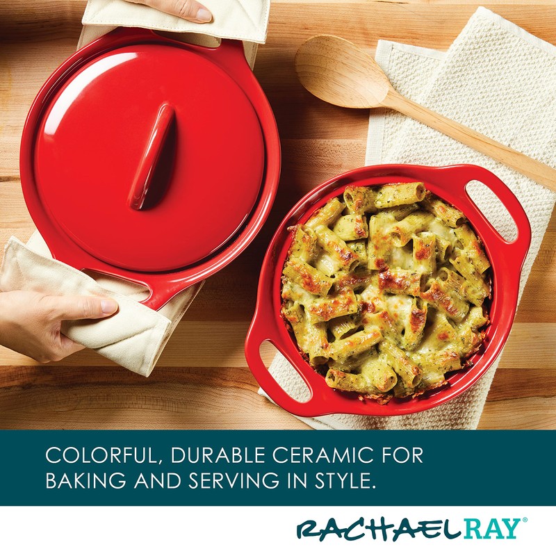 Rachael Ray Solid Glaze Ceramics Casserole Bakers/Baking Dish with Shared