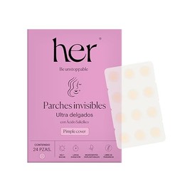 Her Parches para Acné Pimple Patches Ultra Finos y Discretos Hidrocoloide con Ácido Salicílico e Hialurónico 24 Piezas de 10mm Reducen Inflamación y E