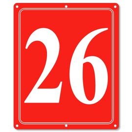 i-CowFun Premium Metal Numbered Sign Outdoor Red, Reflective 12" x 10" Large Aluminum Number Signs for Parking Space, Tennis Court, Field, Warehouse, Aisle, Building, Dock, High Visibility, Weather-resistant, No Fade