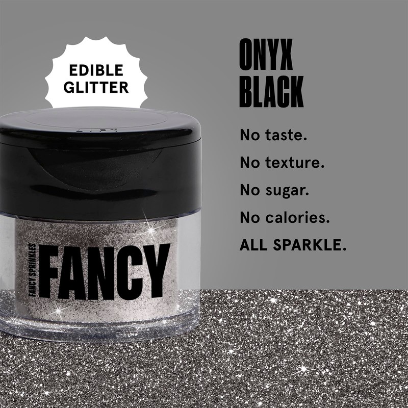 Fancy Sprinkles Onyx Black Premium Edible Glitter, 100% Edible Glitter