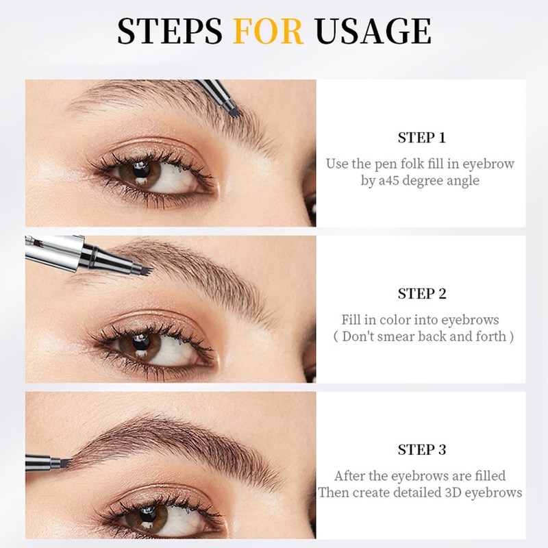 AOWVUTS Eyebrow Pencil, Microblading Eyebrow Pen with 4 Fork Tip