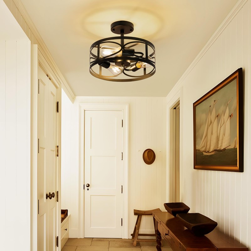 OTeedo Modern Semi Flush Mount Ceiling Light,3-Light Round Flush Mount
