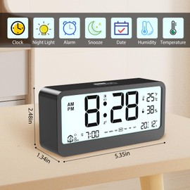 FAPPEN Digitaler Wecker, Ausgestattet mit LED-Display, einstellbar Snooze, Zwei Wecker und Wochenendmodus für Nachttisch Schlafzimmer Desktop Reisen(Schwarz)
