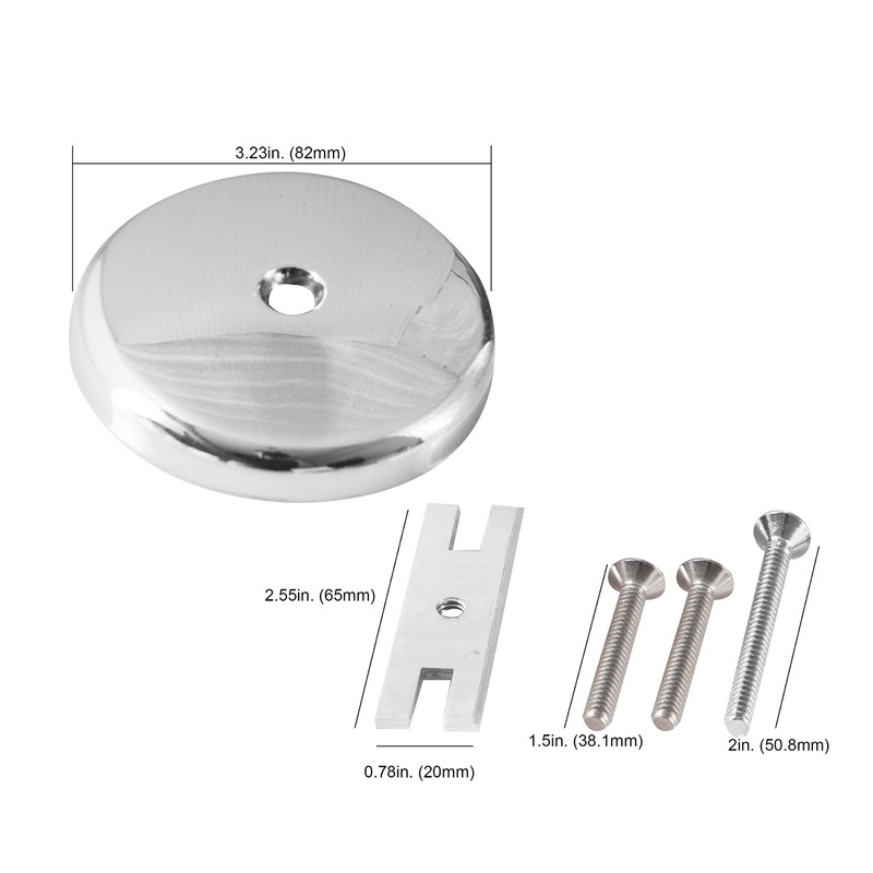 CalcMetal Single Hole Bathtub Drain Overflow Plate with One Matching