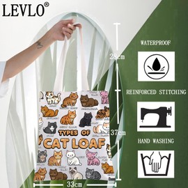 LEVLO Funny Cat Tote Bag Cats Lover Gift Types Of Cat Loaf Cute Kitten Shoulder Bag Kawaii Cats Merchandise (Cat Loaf Tote)
