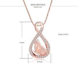 QGJNSGC Butterfly Urn Necklaces for Ashes of Loved Ones Cremation Butterfly Jewelry for Women Heart Urn Keepsake Memorial Pendant for Ashes of Loved Ones (Rose gold)