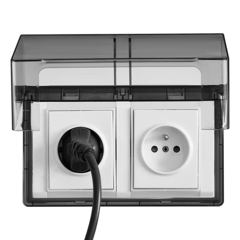 SEWACC Waterproof Outlet Cover Box 2-Gang Adhesive Electrical Socket Protector