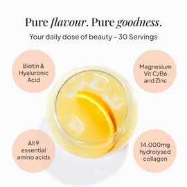 Collagen Complex Powder | 14,000mg Hydrolysed Bovine Collagen Peptides | Hyaluronic Acid, Biotin, Vitamin C & Zinc | Supports Skin Hair & Nails | Peach Mango | 30 Servings (510g)