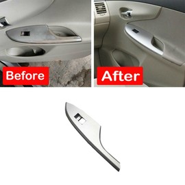 Door Window Switch Bezel Front Side for Toyota Corolla 2009 2010 2011 2012 2013 Door Armrest Panel Trim Cover Silver (Right (Passenger) Side)