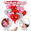 ASTIMESA 30 Pcs Pink Red Silver Heart Balloons with 3
