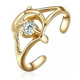 10K Yellow Gold Dolphin Toe Ring with Stone, Swimming Dolphin Toe Ring with Stone, Fashionable Dolphin Toe Ring, Real 10K Gold Toe Ring, 10K Genuine Yellow Gold Toe Ring