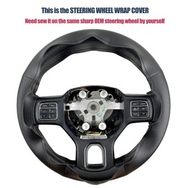 Funda protectora para volante de piel perforada en el lado negro, para Dodge Ram resistente 1500/2500/3500/4500/5500 2013-2019 (sin tira de marcador)