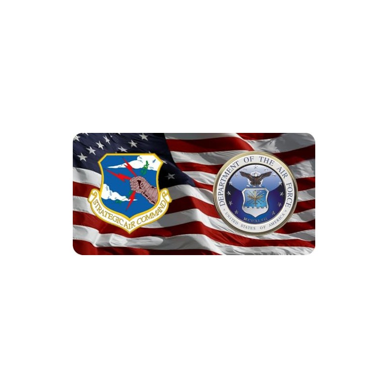 Strategic Air Command & Air Force On U.S. Flag Photo