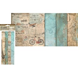 Pack of 4 Sheets Fabric cm 30 x 30 cm - Around the World