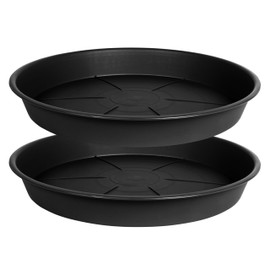 OVZILKI 2 Pack of Plant Saucer 12 inch, Black Plastic Flower Plant Pot Saucer, Heavy Duty Plant Drip Trays Saucers for Indoor, Plant Water Tray for Planters