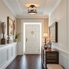 Rustic Semi Flush Mount Ceiling Light with Shade, Black Metal