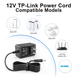 12V Switching AC Adapter, 12V 1A 2A Power Supply, for TP-Link Deco S4 M3 M4 M5 M9 X20 X55 X60 X68, XE75 X90 X4300 Pro P9 AX21 AX3000 AX3600 AX6600 AXE5400 WiFi Router Power Supply, UL Listed US Plug