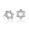 Namana Shatkona Yantra Stud Earrings. Brushed Finish Silver Earrings with
