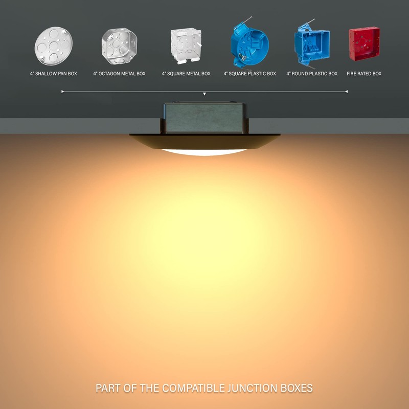 JULLISON 8 Packs 6 Inch Black 5CCT Field Selectable LED