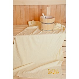 Brandsseller Sauna Women's Sarong Sauna Set Sarong Including Bath Towel 100% Cotton Sarong Approx. 130 x 75 cm Hand Towel Approx. 50 x 100 cm One Size S-XXL with Buttons Colour: Cream
