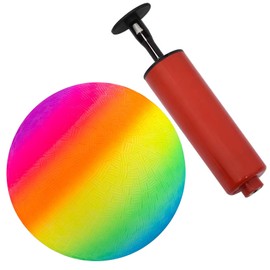TMRBBesty PVC Rainbow Ball, Children's Play Ball, Bouncy Kickball, Rainbow PVC Soft Ball for Children, for Indoor and Outdoor Use with an Air Pump (8.6 Inches)
