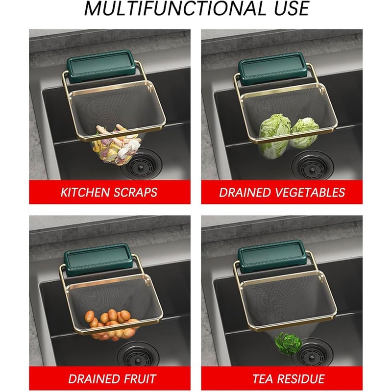 Rotatable Kitchen Sink Strainer with 100 Pcs Filter Mesh Bags,Waste