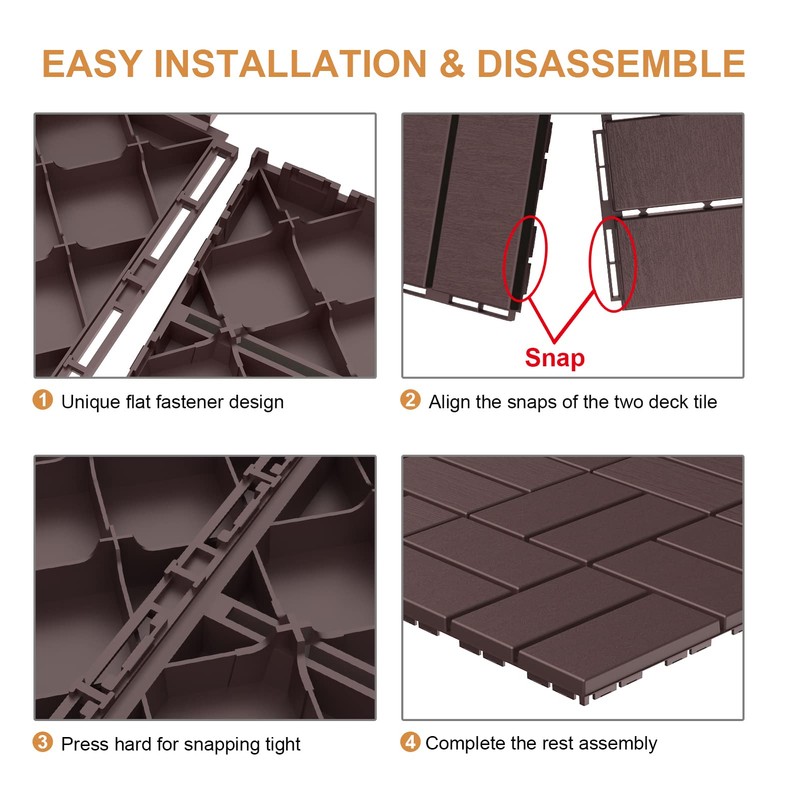 Goovilla Plastic Interlocking Deck Tiles, 9 Pack Outdoor Patio Flooring,