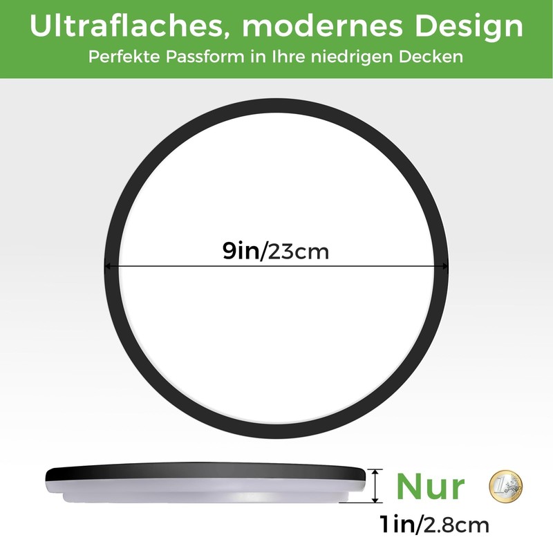 zemty LED Ceiling Light with Motion Sensor, 23 cm, 18