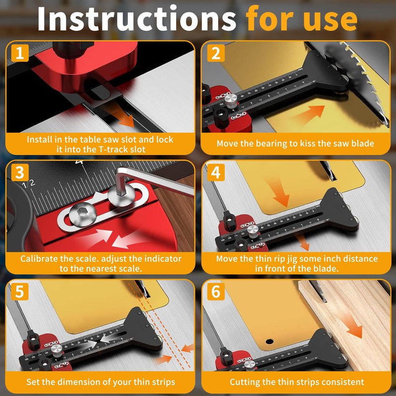 YOZYU Thin Rip Table Saw Jig - 3 Pulleys Thin
