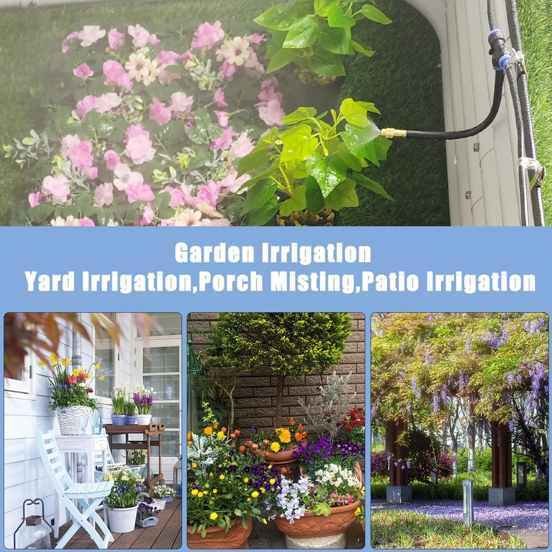 Tivddikun Drip Irrigation Kit, 360° Bendable Watering System with 49FT/15M