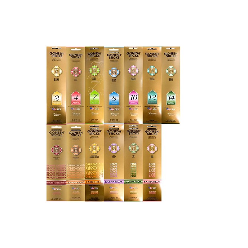 Gonesh Incense Sticks, Combo Set of Super 13 Variety Pack,