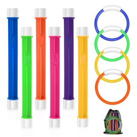 navdlizu Diving Pool Toys for Kids Age 4-8, Underwater Training Pool Diving Rings Sticks Colorful Sinking Swimming Water Toy with Storage Bag for Kids Toddler Age 8-12 Party Favors