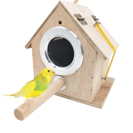 alfyng Parakeet Nest Warm Box, Bird Breeding Box, Parrot Wood House Nesting Box, Parrotlets Budgie Mating Box, Aviary Cage Box for Lovebirds, Cockatiel, with Birds Stand Perch