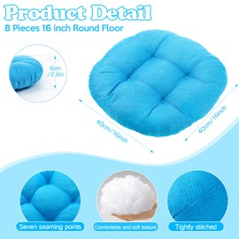 Fumete 16 Inch Round Floor Cushions for Kids and Toddlers, Flexible Seating for Classroom Furniture Floor Pillow for Home, Daycare, Preschool, Yoga and Meditation(Ice Blue,8 Pcs)