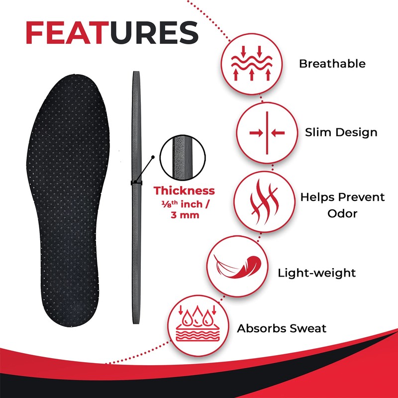 JobSite Odor Stop Insoles - Activated Charcoal Insoles - 24