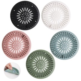 Drain Hair Catcher, Drain Strainers with Suction Cup, Hair Catcher Shower Drain Covers Protector, Flexible TPR Material, Multiple Colors for Bathroom Tub Shower and Sink, 5 Pack