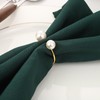 Pearl Napkin Rings Set of 6, Gold Metal Napkin Holder