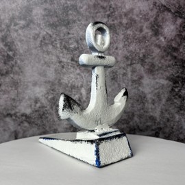 2 PCS Door Stoppers for Bottom of Door Cast Iron Decorative Door Stop Wedge Metal Doorstops (White)