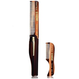 Kent Peine plegable de dientes finos hecho a mano 20T con mini peine de bolsillo 81T hecho a mano para barba y bigote, crecimiento de barba/diente fin