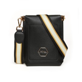 Alice Wheeler Vegan Leather Brompton Bee Honeycomb Crossbody Bag (Black)