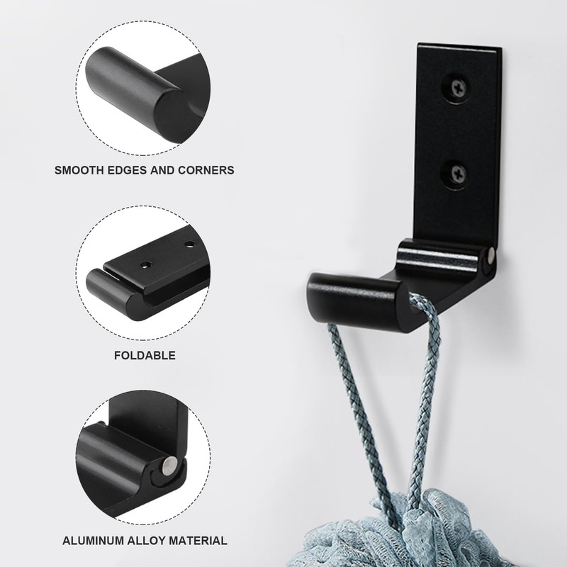 ZBHDEYG Pack of 4 Folding Coat Hooks, Wall Mount, Foldable