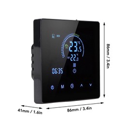 Digital Thermostat, 4500W Programmable Underfloor Heating Temperature Control Thermostat with Touchscreen for Home Office Hotel, AC 90V to 240V, K2H16A (Black)