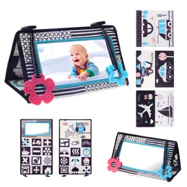 JOLIE VALLÉE TOYS & HOME Juguete de espejo para bebé, libro suave de alto contraste, para bebés de 0 a 6 meses (juguete suave en blanco y negro para bebés y niños)