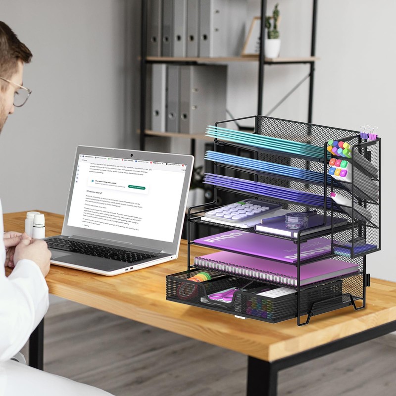 REEPLAN 4 Tier Desk Organizer + 3 Tier File Holder
